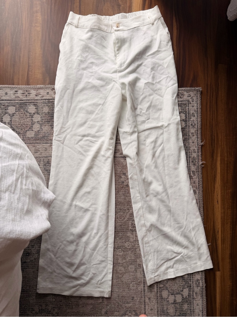 Cream Wide-Leg Pants